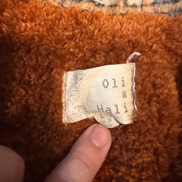 Oli & Hali Plaid Jean Jacket - Rust and Gray - Picture 2 of 3